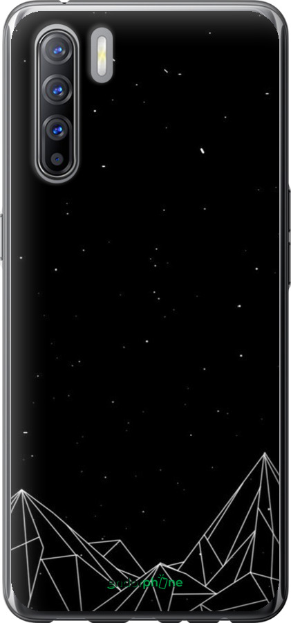 2D пластиковый чехол Черно белые абстрактные горы для Oppo Reno 3 - 6437t-1901 изображение 