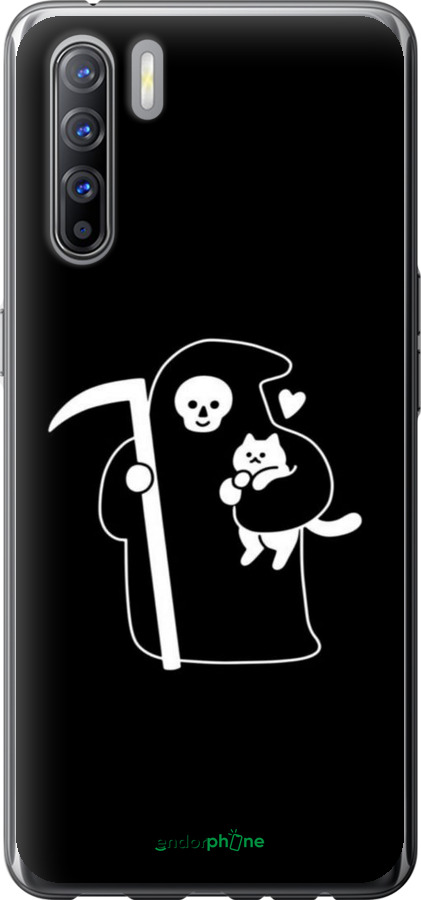 2D пластиковый чехол Минималистичный арт: смерть и кошка для Oppo Reno 3 - 6529t-1901 изображение 