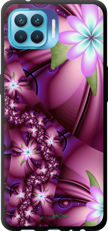 

TPU чорний чохол "Квіткова мозаїка" для Oppo A93, Рожевий