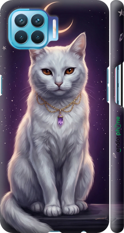3D пластиковий матовий чехол Mystic White Cat Gothic Dark Purple Gold для Oppo Reno 4 Lite - 6805m-2099 изображение 