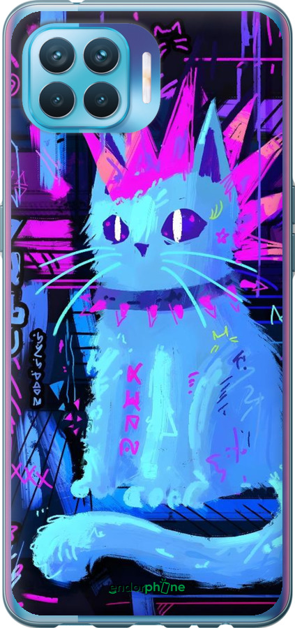 Силиконовый чехол Кот панк для Oppo Reno 4 Lite - 6311u-2099 изображение 