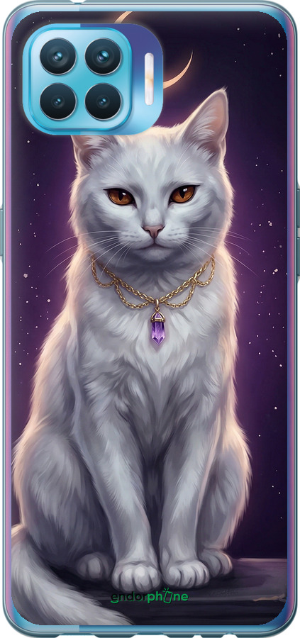 Силиконовый чехол Mystic White Cat Gothic Dark Purple Gold для Oppo Reno 4 Lite - 6805u-2099 изображение 