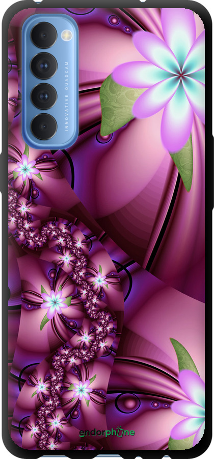 

TPU чорний чохол "Квіткова мозаїка" для Oppo Reno 4 Pro, Рожевий