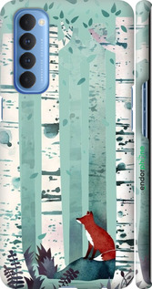 3D пластиковый матовый чехол Лис в зелёном лесу для Oppo Reno 4 Pro - 6547m-2024 изображение 