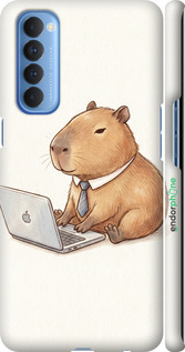 3D пластиковый матовый чехол Funny Capybara CEO Working для Oppo Reno 4 Pro - 6777m-2024 изображение 