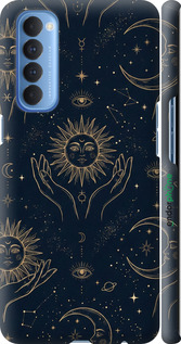 3D пластиковый матовый чехол Celestial Harmony: Sun & Moon Gold Mystic Pattern для Oppo Reno 4 Pro - 6778m-2024 изображение 