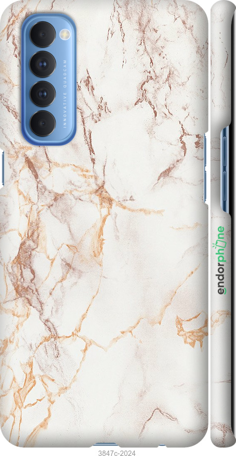 

3D-Kunststoff-Matte Hülle Weißer Marmor" für Oppo Reno 4 Pro", Weiß