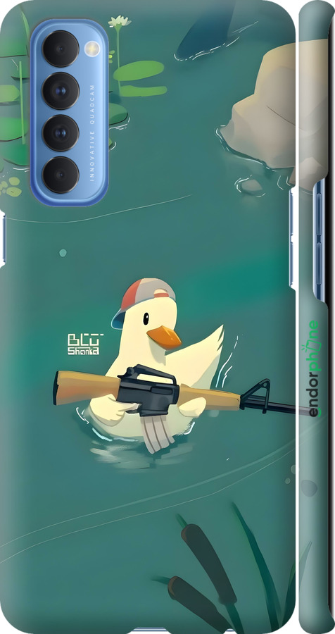 3D пластиковий матовий чехол Каченя з автоматом для Oppo Reno 4 Pro - 6356m-2024 изображение 