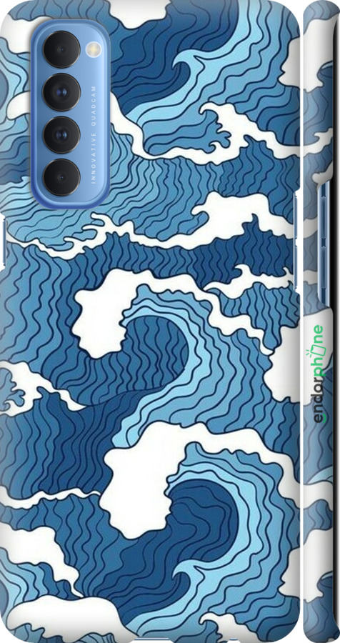 3D пластиковый матовый чехол Абстрактный рисунок морских волн для Oppo Reno 4 Pro - 6538m-2024 изображение 