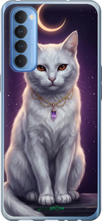 2D пластиковый чехол Mystic White Cat Gothic Dark Purple Gold для Oppo Reno 4 Pro - 6805t-2024 изображение 