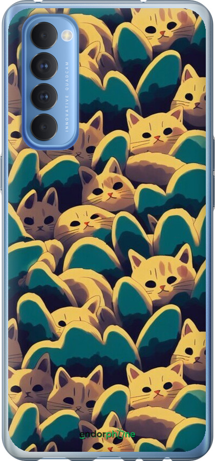 Силіконовий чехол Із зображенням котиків для Oppo Reno 4 Pro - 6429u-2024 изображение 