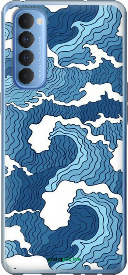 2D пластиковый чехол Абстрактный рисунок морских волн для Oppo Reno 4 Pro - 6538t-2024 изображение 