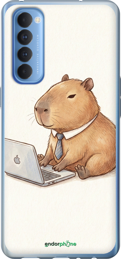 2D пластиковый чехол Funny Capybara CEO Working для Oppo Reno 4 Pro - 6777t-2024 изображение 