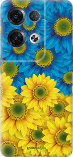 Силиконовый чехол Жёлто-голубые цветы для Oppo Reno8 Pro 5G - 1048u-2615 изображение 