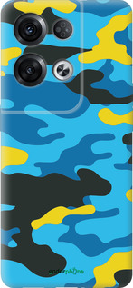 Силиконовый чехол Желто-голубой камуфляж для Oppo Reno8 Pro 5G - 1084u-2615 изображение 