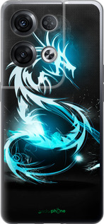 Силиконовый чехол Бело-голубой огненный дракон для Oppo Reno8 Pro 5G - 113u-2615 изображение 