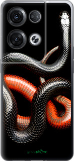 Силиконовый чехол Красно-черная змея на черном фоне для Oppo Reno8 Pro 5G - 4063u-2615 изображение 