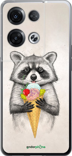 Силиконовый чехол Енотик с мороженым для Oppo Reno8 Pro 5G - 4602u-2615 изображение 