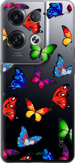Силиконовый чехол Красочные мотыльки для Oppo Reno8 Pro 5G - 4761u-2615 изображение 