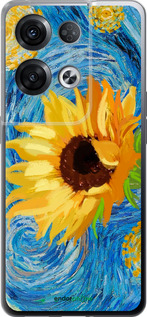 Силиконовый чехол Цветы желто-голубые для Oppo Reno8 Pro 5G - 5308u-2615 изображение 