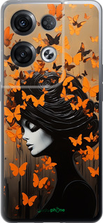 Силиконовый чехол Чехол для телефона Девушка с оранжевыми бабочками для Oppo Reno8 Pro 5G - 5940u-2615 изображение 