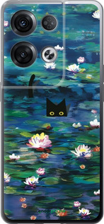 Силиконовый чехол із зображенням водяних лілій та кішок для Oppo Reno8 Pro 5G - 6257u-2615 изображение 