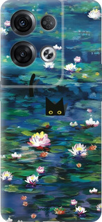 Силиконовый чехол Чехол с изображением водяных лилий Моне и кошек для Oppo Reno8 Pro 5G - 6399u-2615 изображение 