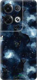 Силиконовый чехол Изображение Кошек с тёмной акварелью для Oppo Reno8 Pro 5G - 6521u-2615 изображение 