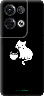 Силиконовый чехол С милым котом на черном фоне для Oppo Reno8 Pro 5G - 6528u-2615 изображение 