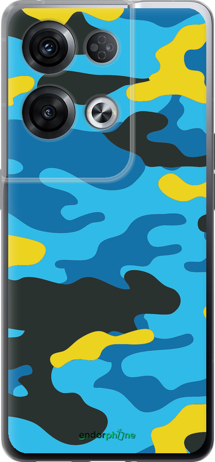 Силиконовый чехол Желто-голубой камуфляж для Oppo Reno8 Pro 5G - 1084u-2615 изображение 