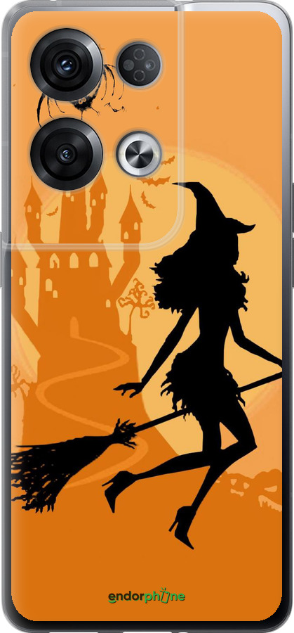 Силиконовый чехол Ведьма на метле для Oppo Reno8 Pro 5G - 1184u-2615 изображение 