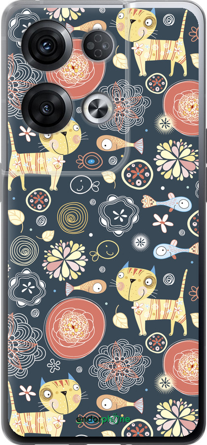 Силиконовый чехол Котята v4 для Oppo Reno8 Pro 5G - 1224u-2615 изображение 