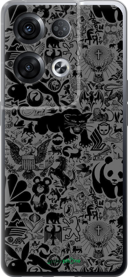 Силиконовый чехол Чёрно-серый стикер бомбинг для Oppo Reno8 Pro 5G - 2432u-2615 изображение 