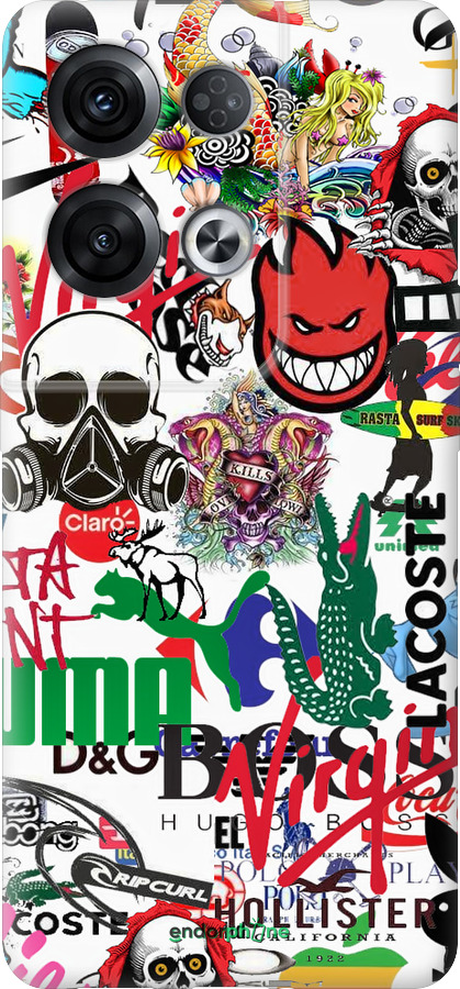 Силиконовый чехол Many different logos для Oppo Reno8 Pro 5G - 4022u-2615 изображение 