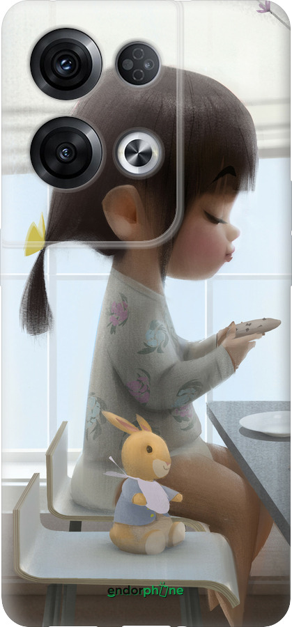 Силиконовый чехол Милая девочка с зайчиком для Oppo Reno8 Pro 5G - 4039u-2615 изображение 