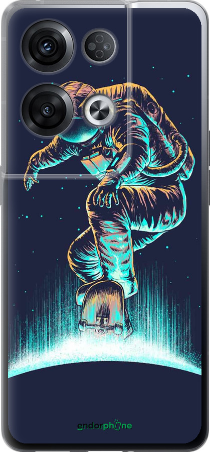 Силиконовый чехол Космонавт на скейтборде для Oppo Reno8 Pro 5G - 4145u-2615 изображение 