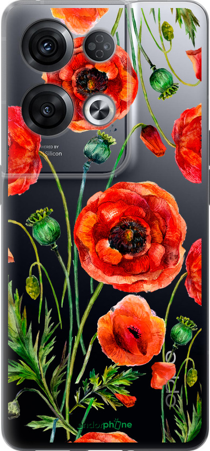 Силіконовий чехол Намальовані маки для Oppo Reno8 Pro 5G - 4278u-2615 изображение 