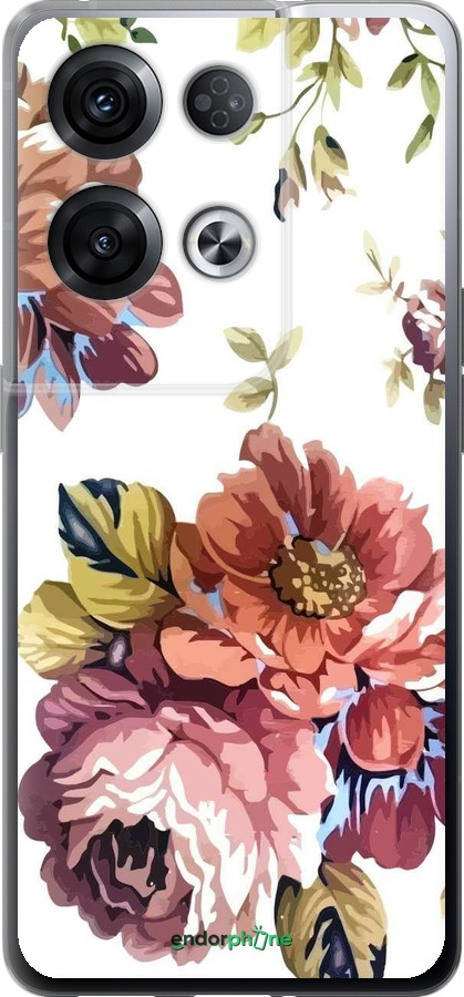 Силиконовый чехол Vintage flowers для Oppo Reno8 Pro 5G - 4333u-2615 изображение 