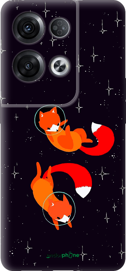 Силиконовый чехол Лисички в космосе для Oppo Reno8 Pro 5G - 4519u-2615 изображение 