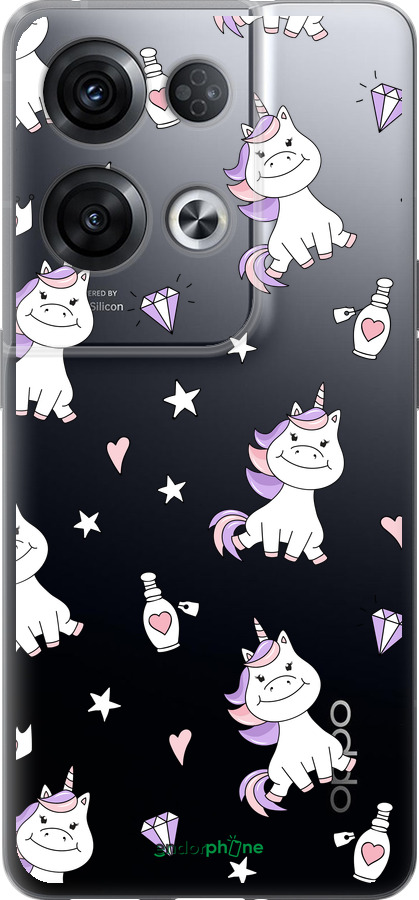 Силиконовый чехол Единорожка v2 для Oppo Reno8 Pro 5G - 4703u-2615 изображение 