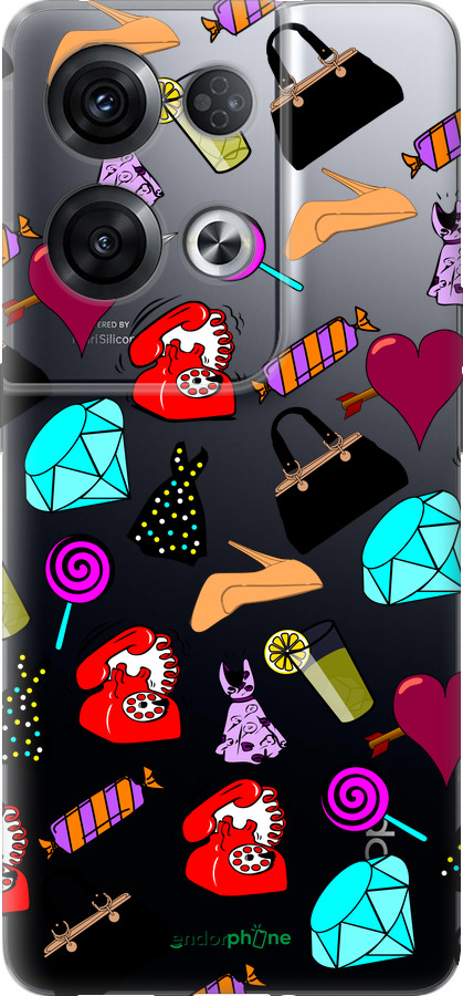 Силиконовый чехол stickers для Oppo Reno8 Pro 5G - 4757u-2615 изображение 