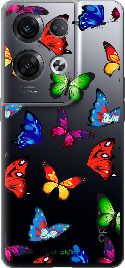 Силиконовый чехол Красочные мотыльки для Oppo Reno8 Pro 5G - 4761u-2615 изображение 