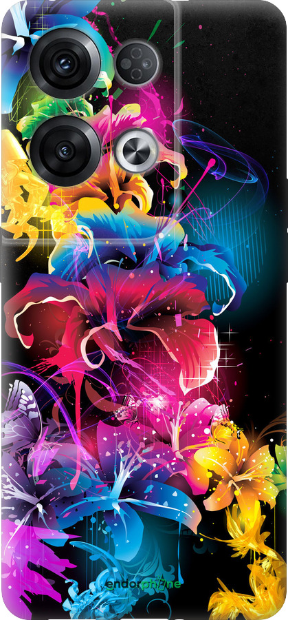 Силиконовый чехол Абстрактные цветы для Oppo Reno8 Pro 5G - 511u-2615 изображение 