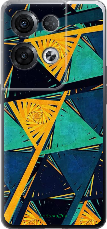 Силиконовый чехол Арт, абстракция, желтый, синий для Oppo Reno8 Pro 5G - 5382u-2615 изображение 