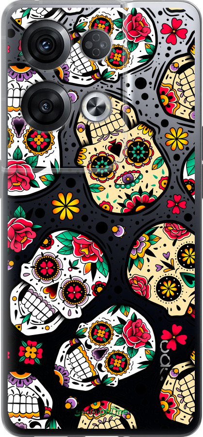 Силиконовый чехол Черепа для Oppo Reno8 Pro 5G - 5471u-2615 изображение 