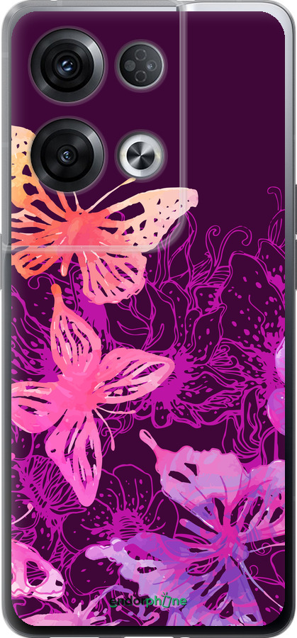 Силиконовый чехол Бабочки v2 для Oppo Reno8 Pro 5G - 5475u-2615 изображение 