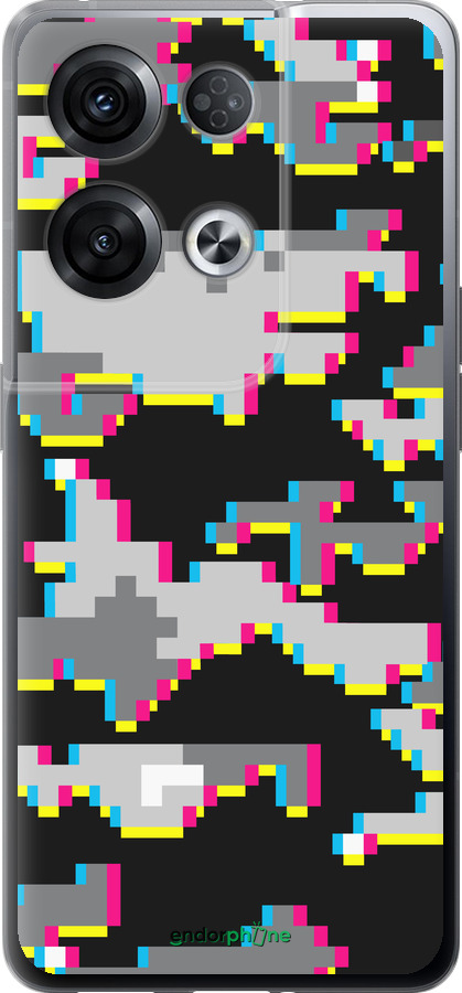 Силиконовый чехол Пиксельный камуфляж для Oppo Reno8 Pro 5G - 5481u-2615 изображение 