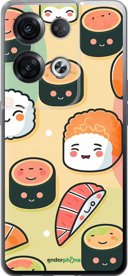 Силиконовый чехол Суши паттерн для Oppo Reno8 Pro 5G - 5583u-2615 изображение 