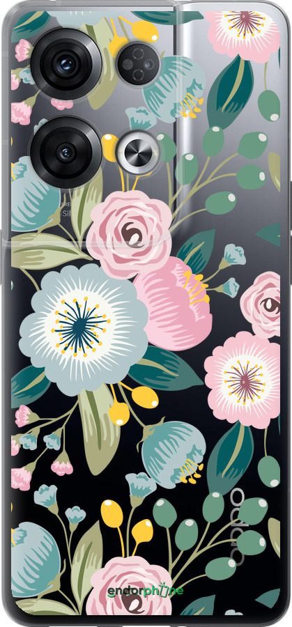 Силиконовый чехол Цветочные обои v2 для Oppo Reno8 Pro 5G - 5602u-2615 изображение 