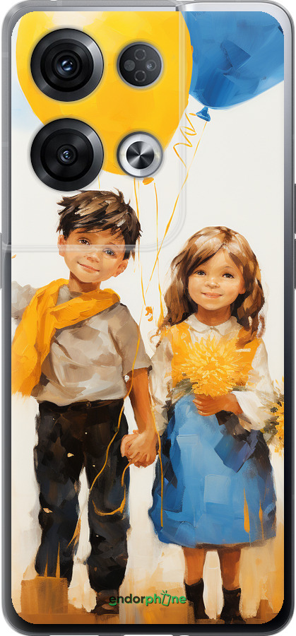 Силиконовый чехол Дети с шариками для Oppo Reno8 Pro 5G - 5659u-2615 изображение 